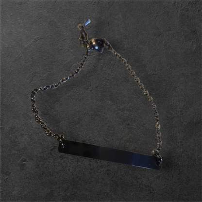 Black Horizontal Bar Bracelet - Ready to be Engraved - Premium Stainless Steel Piece #700025
