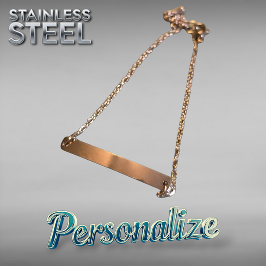 Gold Bar Bracelet - Ready to be Engraved - Premium Stainless Steel Piece #700004