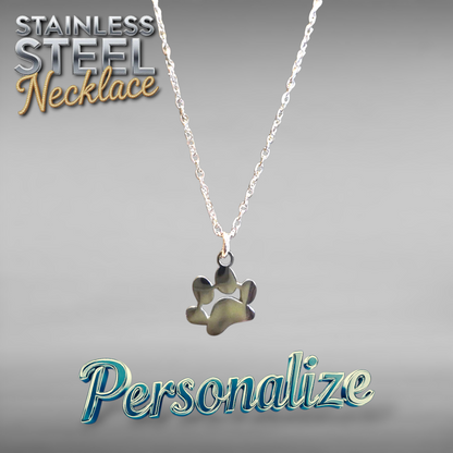 "Petite" Paw Necklace - Ready to be Engraved - Premium Stainless Steel Piece #700002