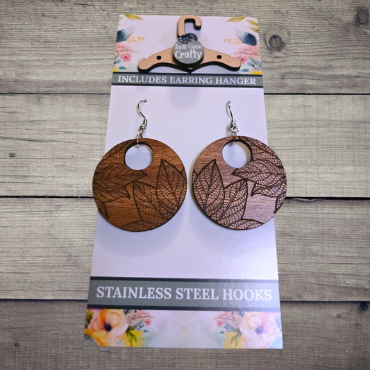 Leaf - (Lightweight Wood and Stainless Steel Hooks) -  Earring Number 300517