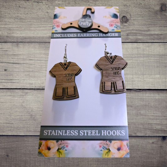 Healthcare - (Lightweight Wood and Stainless Steel Hooks) -  Earring Number 300511