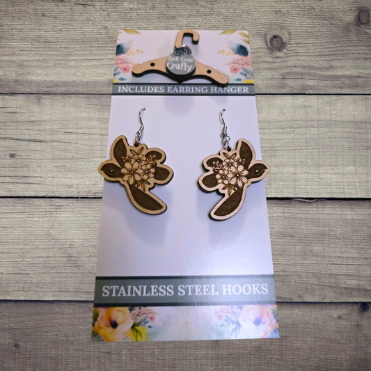 Sea Turtle - (Lightweight Wood and Stainless Steel Hooks) -  Earring Number 300474