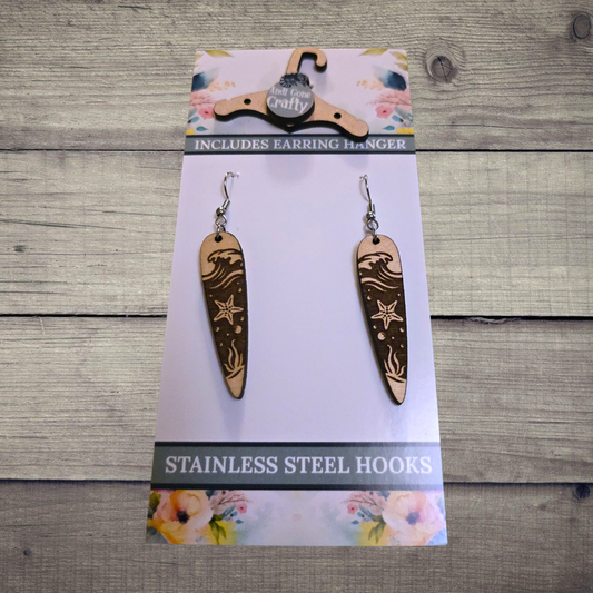 Starfish - (Lightweight Wood and Stainless Steel Hooks) -  Earring Number 300476