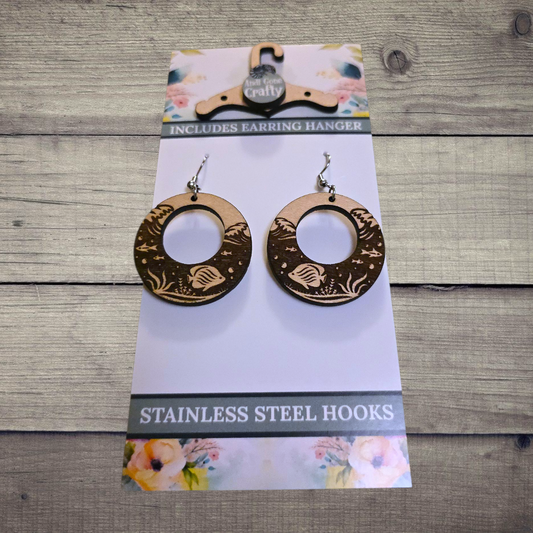 Fish - (Lightweight Wood and Stainless Steel Hooks) -  Earring Number 300480