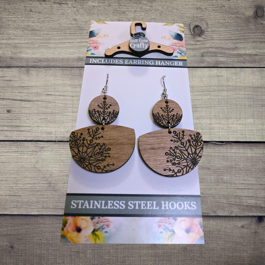 Snowflake - (Lightweight Wood and Stainless Steel Hooks) -  Earring Number 300481
