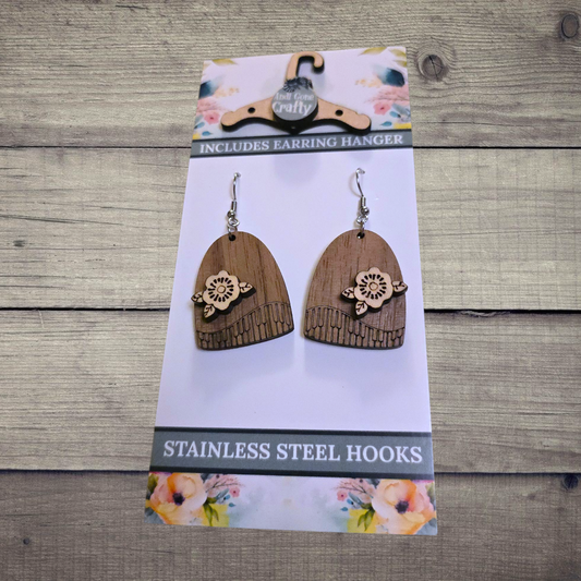 Music Piano - (Lightweight Wood and Stainless Steel Hooks) -  Earring Number 300448