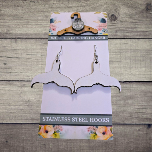 Whale Tale - (Lightweight Wood and Stainless Steel Hooks) -  Earring Number 300454