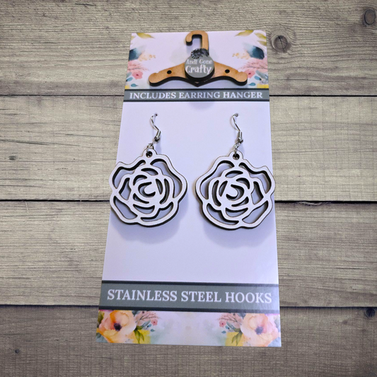 Flower - (Lightweight Wood and Stainless Steel Hooks) -  Earring Number 300458