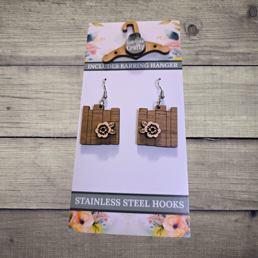 Book - (Lightweight Wood and Stainless Steel Hooks) -  Earring Number 300461