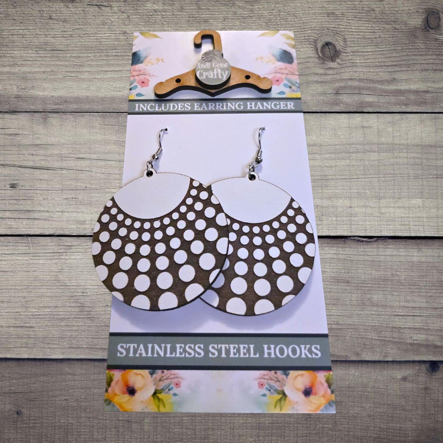 Shape - (Lightweight Wood and Stainless Steel Hooks) -  Earring Number 300442