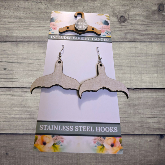 Whale Tale- (Lightweight Wood and Stainless Steel Hooks) -  Earring Number 300057