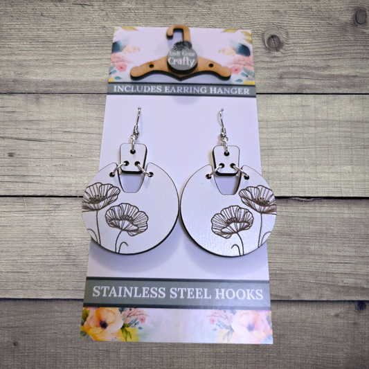 Flower - (Lightweight Wood and Stainless Steel Hooks) -  Earring Number 300437