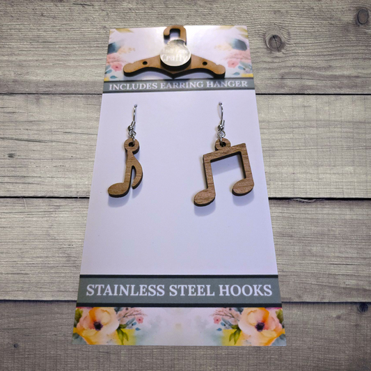 Music - (Lightweight Wood and Stainless Steel Hooks) -  Earring Number 300401