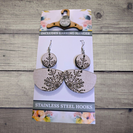 Snowflake - (Lightweight Wood and Stainless Steel Hooks) -  Earring Number 300417