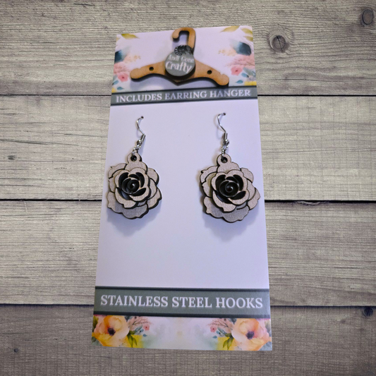 Flower - (Lightweight Wood and Stainless Steel Hooks) -  Earring Number 300420