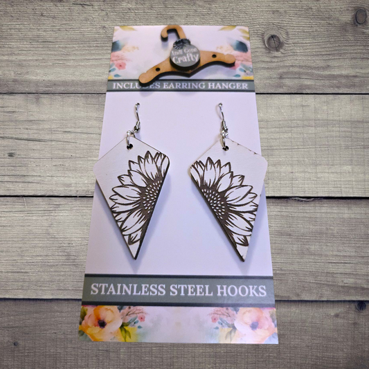 Flower - (Lightweight Wood and Stainless Steel Hooks) -  Earring Number 300424