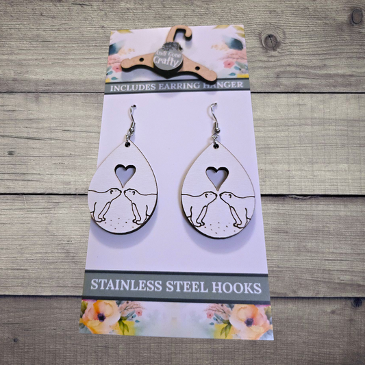 Polar Bear - (Lightweight Wood and Stainless Steel Hooks) -  Earring Number 300426