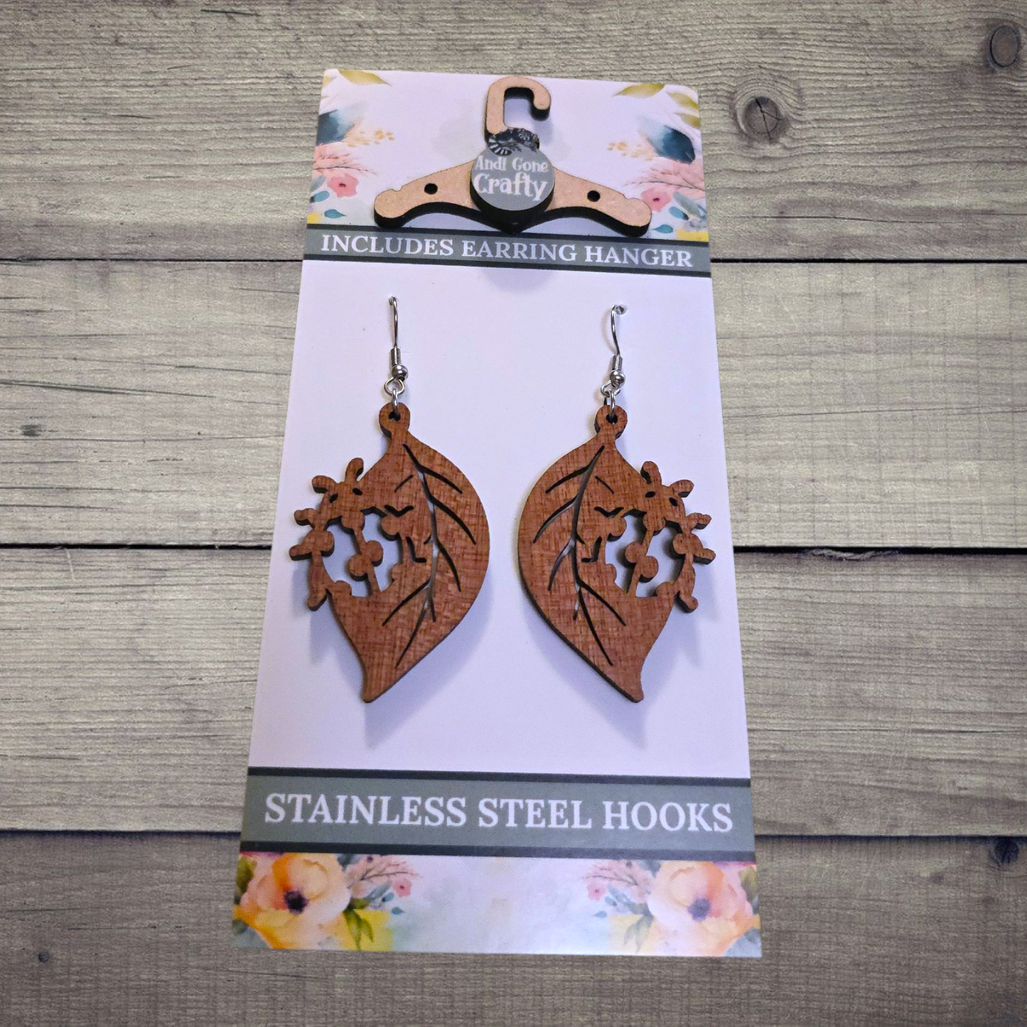 Lady Bug - (Lightweight Wood and Stainless Steel Hooks) -  Earring Number 300430