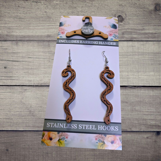 Snake - (Lightweight Wood and Stainless Steel Hooks) -  Earring Number 300397
