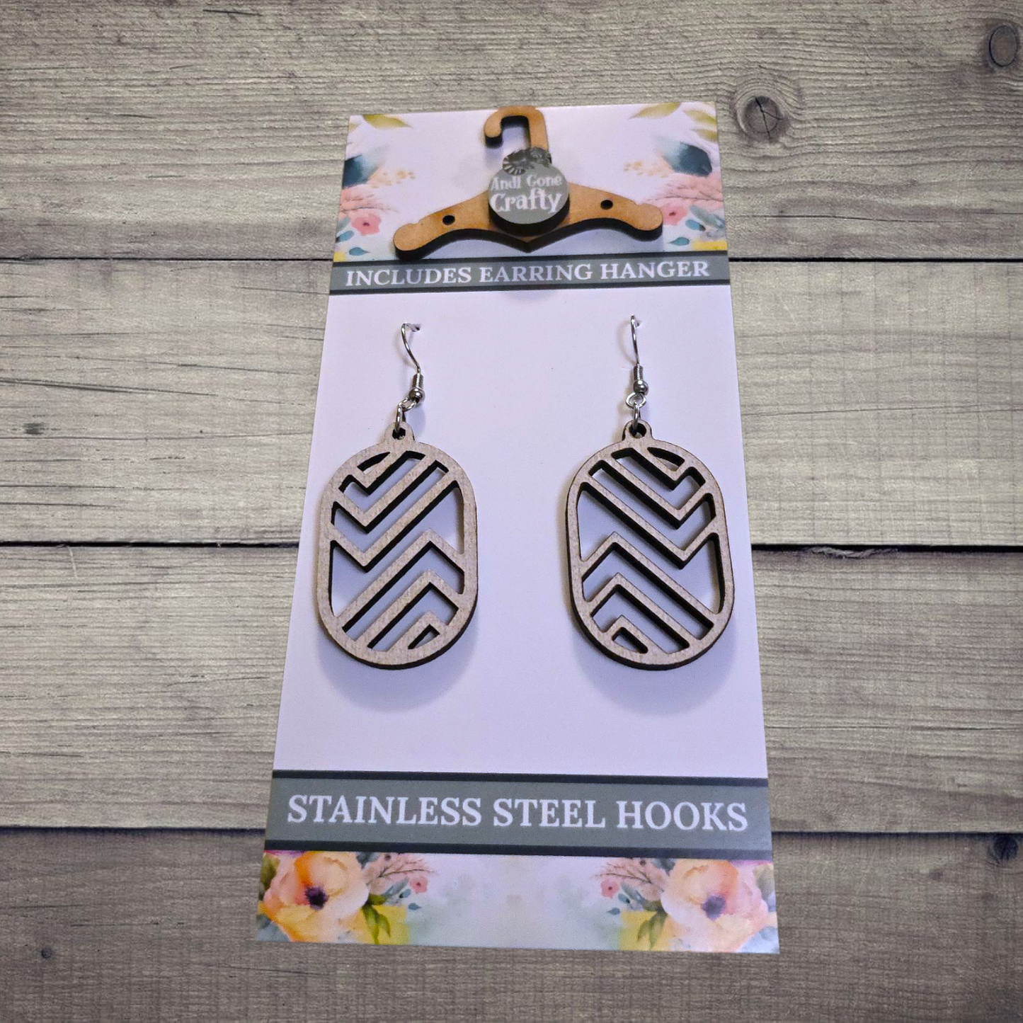 Shape - (Lightweight Wood and Stainless Steel Hooks) -  Earring Number 300356