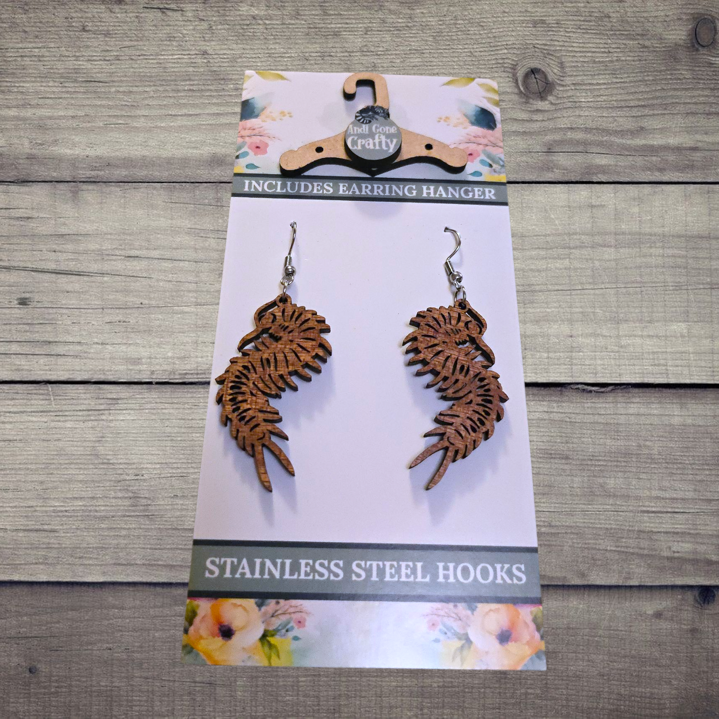 Centipede - (Lightweight Wood and Stainless Steel Hooks) -  Earring Number 300361