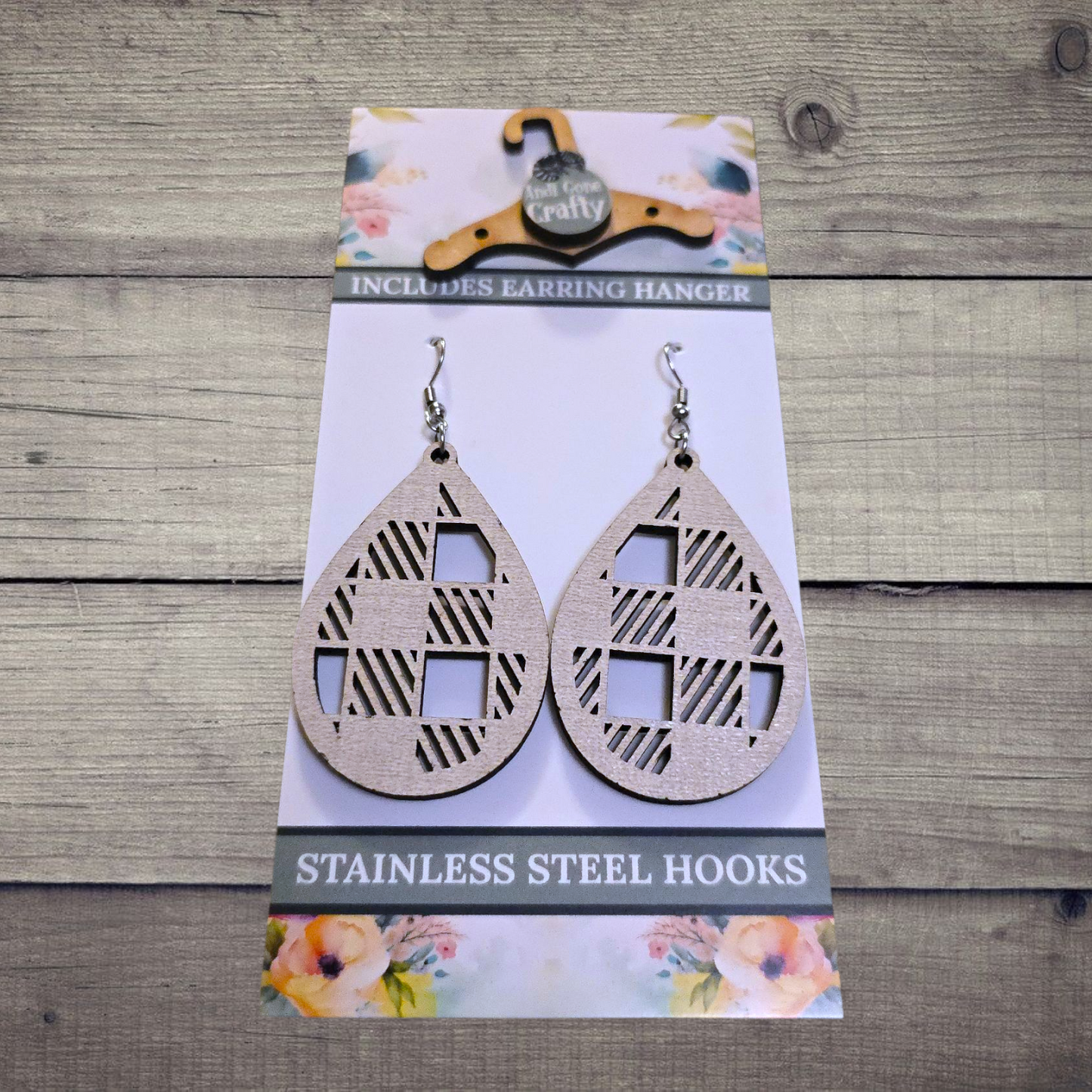 Shape - (Lightweight Wood and Stainless Steel Hooks) -  Earring Number 300366