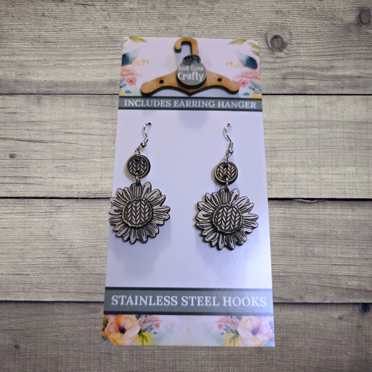 Flower - (Lightweight Wood and Stainless Steel Hooks) -  Earring Number 300370