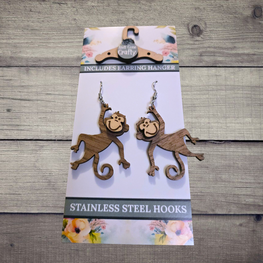 Animal - (Lightweight Wood and Stainless Steel Hooks) -  Earring Number 300387