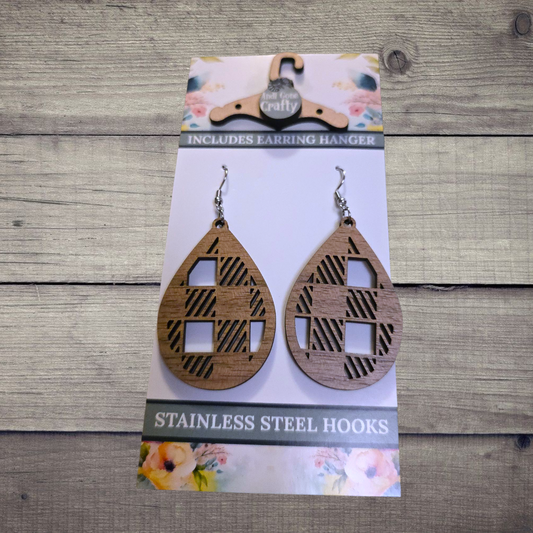 Shape - (Lightweight Wood and Stainless Steel Hooks) -  Earring Number 300348