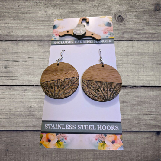 Leaf - (Lightweight Wood and Stainless Steel Hooks) -  Earring Number 300349