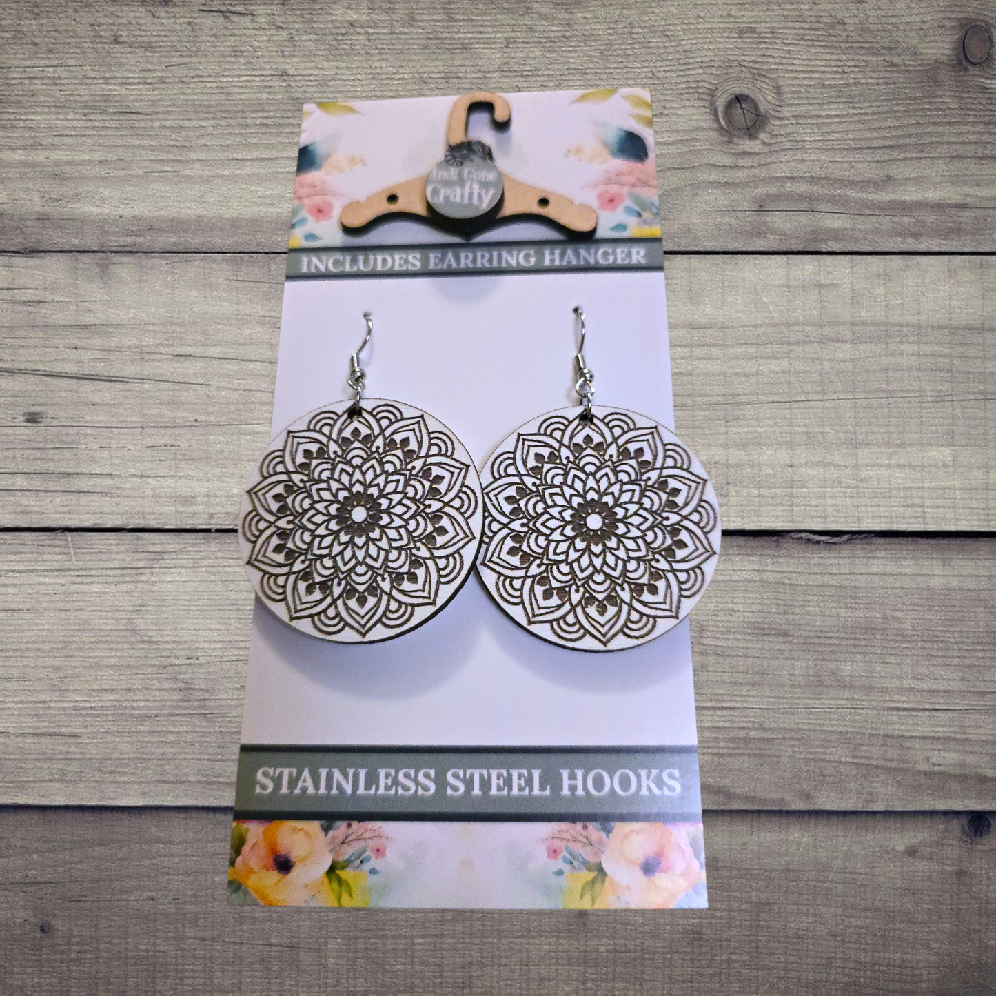 Mandala - (Lightweight Wood and Stainless Steel Hooks) -  Earring Number 300344