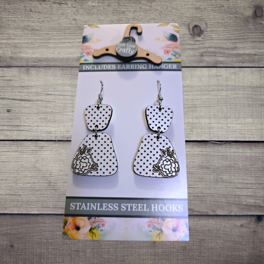 Flower - (Lightweight Wood and Stainless Steel Hooks) -  Earring Number 300321