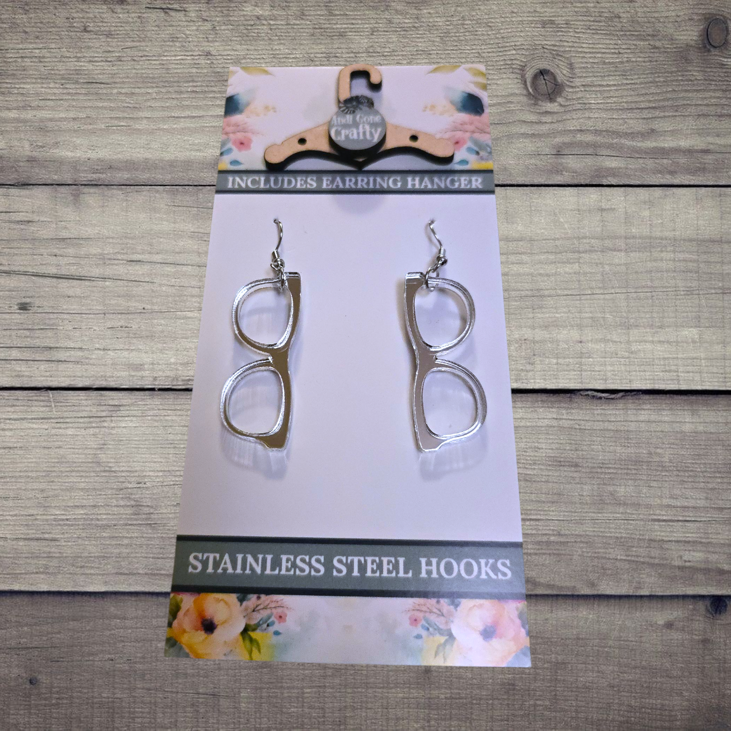 Glasses - (Lightweight Wood and Stainless Steel Hooks) -  Earring Number 300325