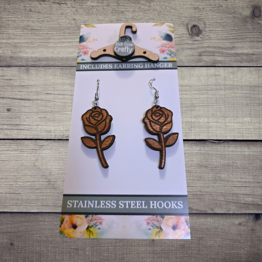 Flower - (Lightweight Wood and Stainless Steel Hooks) -  Earring Number 300334