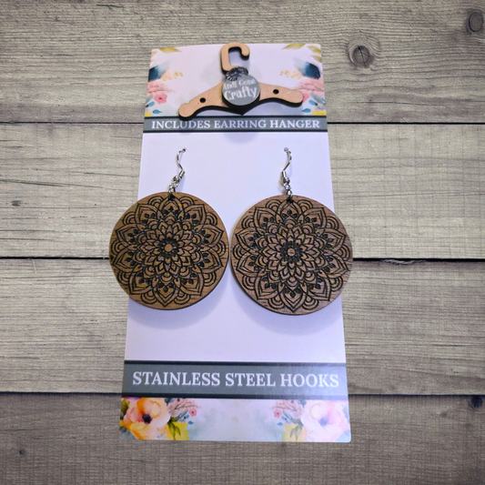 Mandala - (Lightweight Wood and Stainless Steel Hooks) -  Earring Number 300339