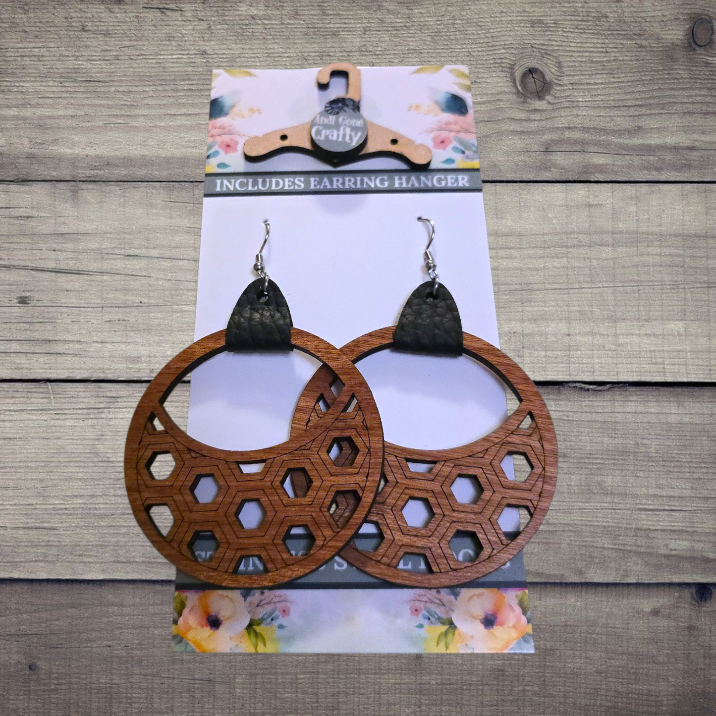 Large Shape (4 colors available) - (Lightweight Wood and Stainless Steel Hooks) -  Earring Number 300003