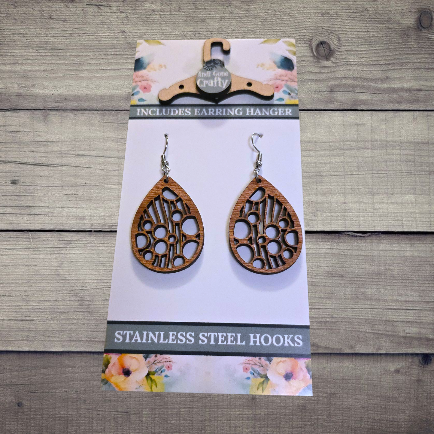 Shape - (Lightweight Wood and Stainless Steel Hooks) -  Earring Number 300302