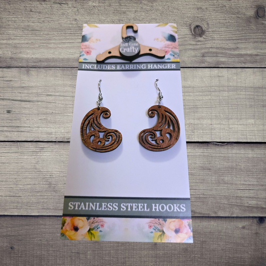 Paisley - (Lightweight Wood and Stainless Steel Hooks) -  Earring Number 300309