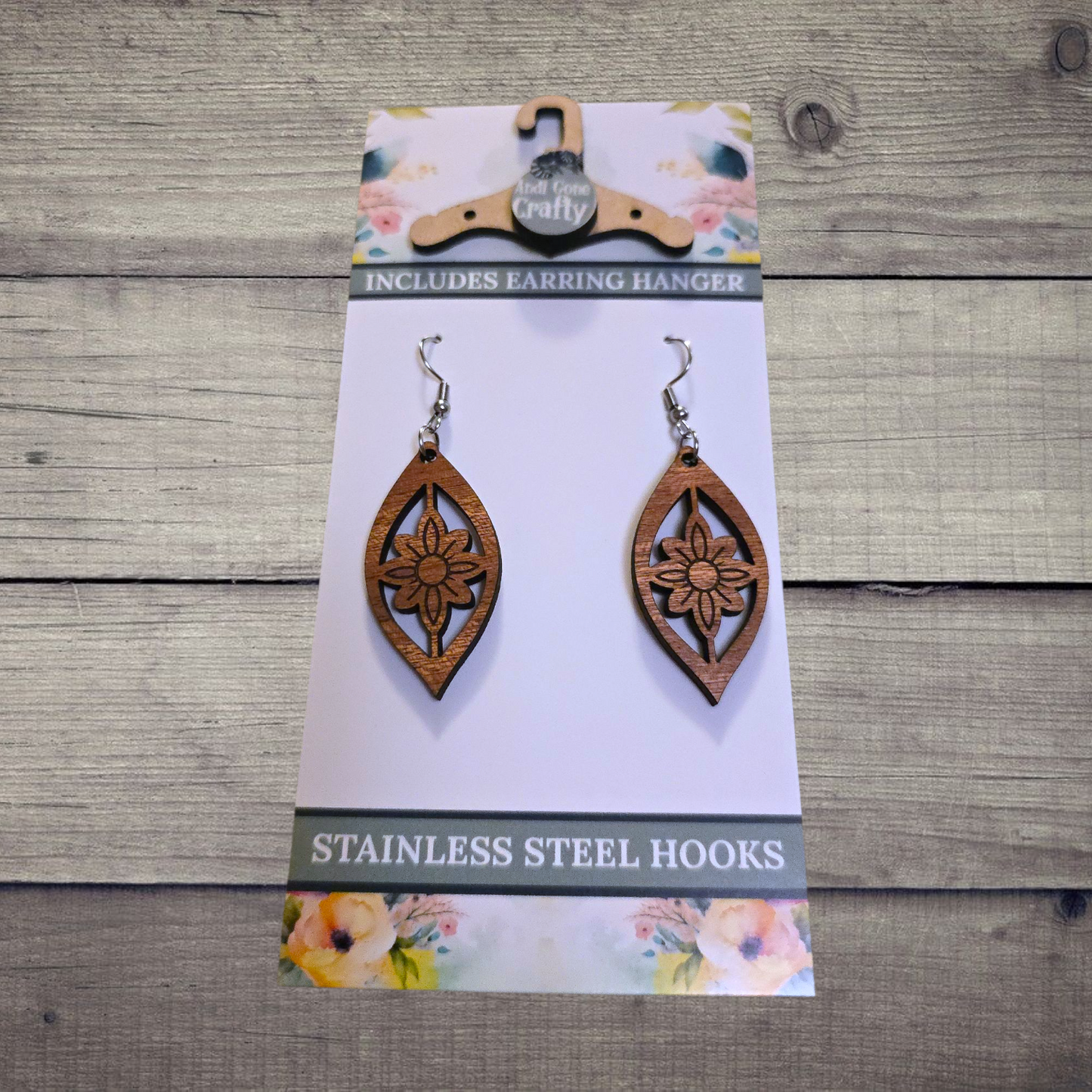 Shape - (Lightweight Wood and Stainless Steel Hooks) -  Earring Number 300297