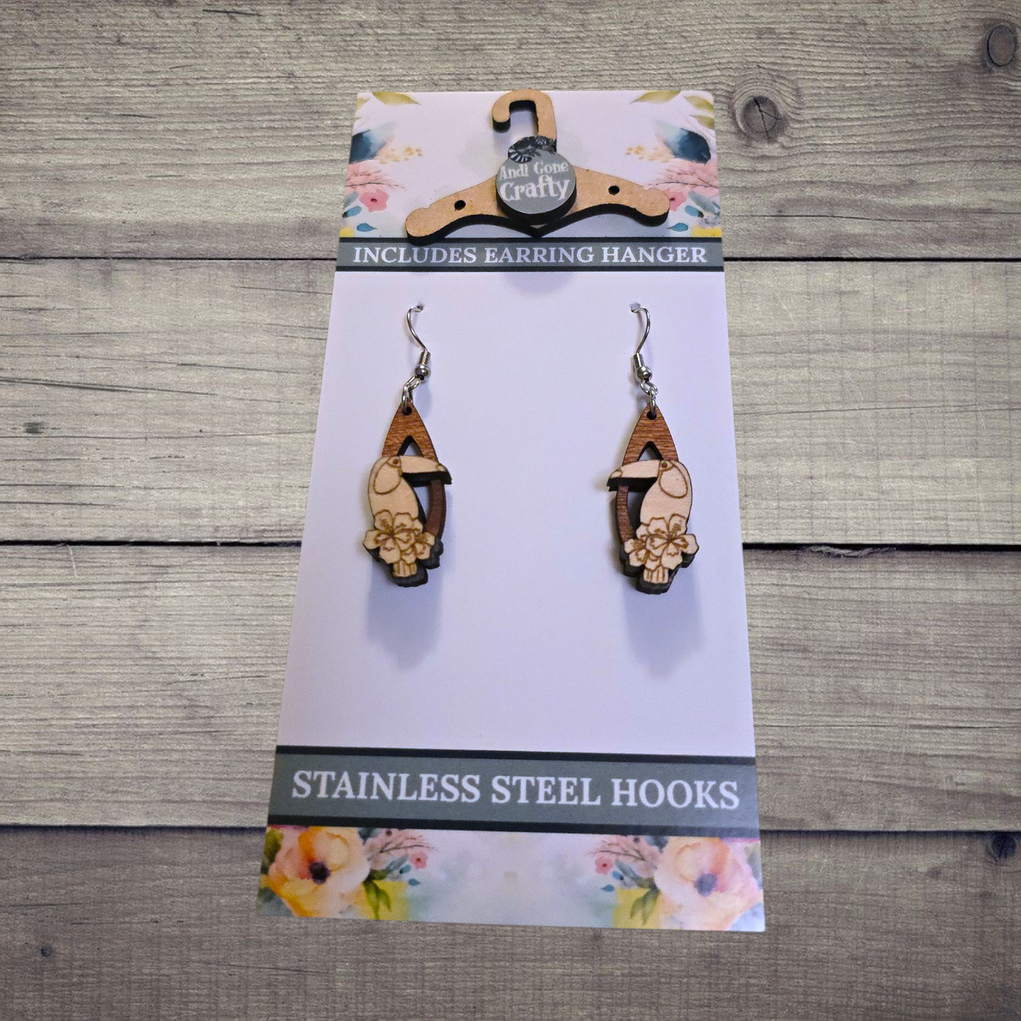 Toucan - (Lightweight Wood and Stainless Steel Hooks) -  Earring Number 300299