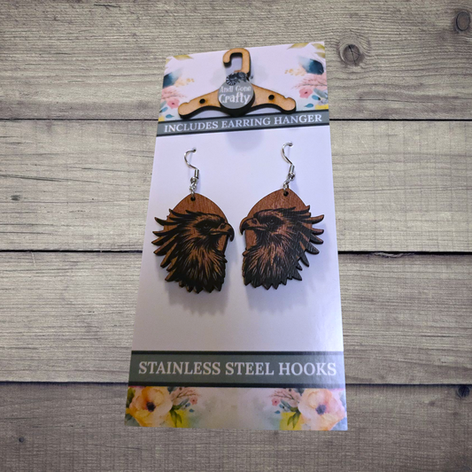 Secretary Bird - (Lightweight Wood and Stainless Steel Hooks) -  Earring Number 300282