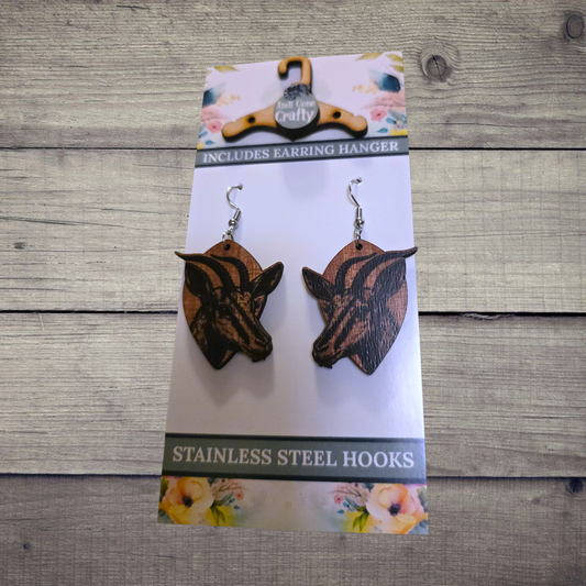 Gazelle - (Lightweight Wood and Stainless Steel Hooks) -  Earring Number 300287
