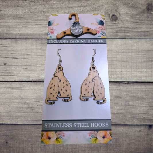 Meerkat - (Lightweight Wood and Stainless Steel Hooks) -  Earring Number 300249
