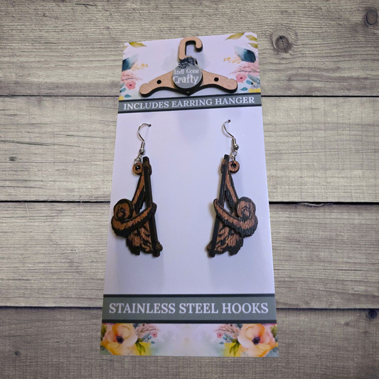 Orangutang - (Lightweight Wood and Stainless Steel Hooks) -  Earring Number 300250