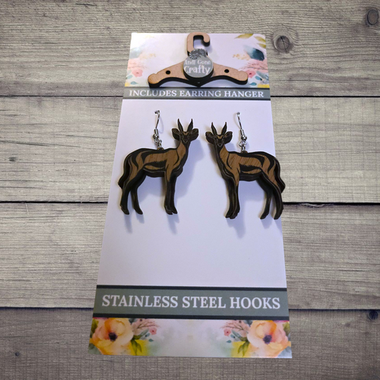 Gazelle - (Lightweight Wood and Stainless Steel Hooks) -  Earring Number 300103