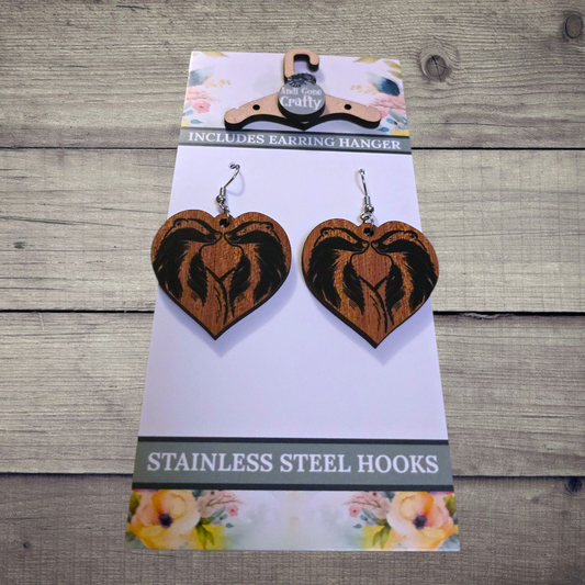Badger Love - (Lightweight Wood and Stainless Steel Hooks) -  Earring Number 300226