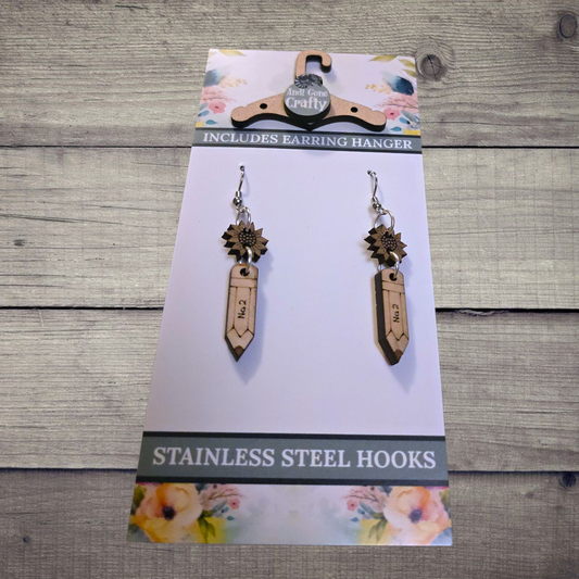Teacher / School - (Lightweight Wood and Stainless Steel Hooks) -  Earring Number 300234