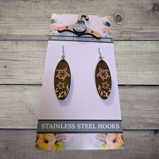 Flower - (Lightweight Wood and Stainless Steel Hooks) -  Earring Number 300235