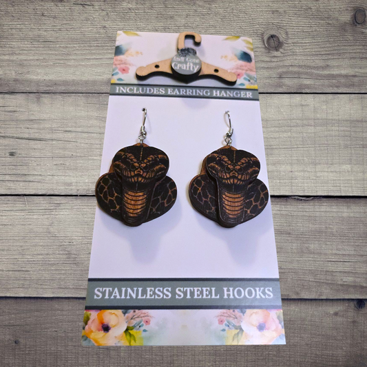 Snake - (Lightweight Wood and Stainless Steel Hooks) -  Earring Number 300238