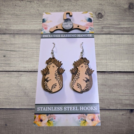 Capybara - (Lightweight Wood and Stainless Steel Hooks) -  Earring Number 300242